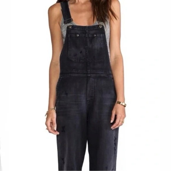 Citizens of Humanity Audrey Premium Denim Overalls in Surrender (Black) - Picture 1 of 10